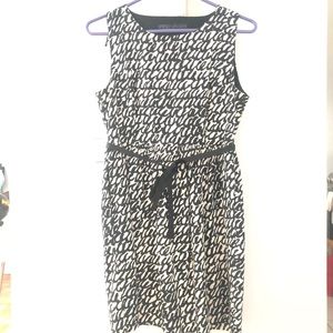 Zara Black & White Scribble Dress (US L)